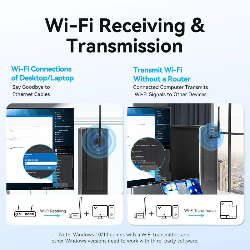 Vention AX300 USB Wi-Fi Single Band Adapter With High Gain Antenna Black - Image 9