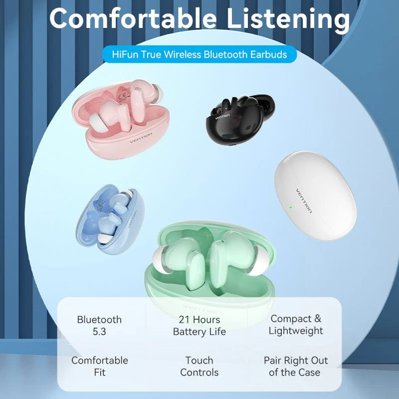 Vention Bluetooth 5.3 Earphones TWS True Wireless Earbuds - Image 7
