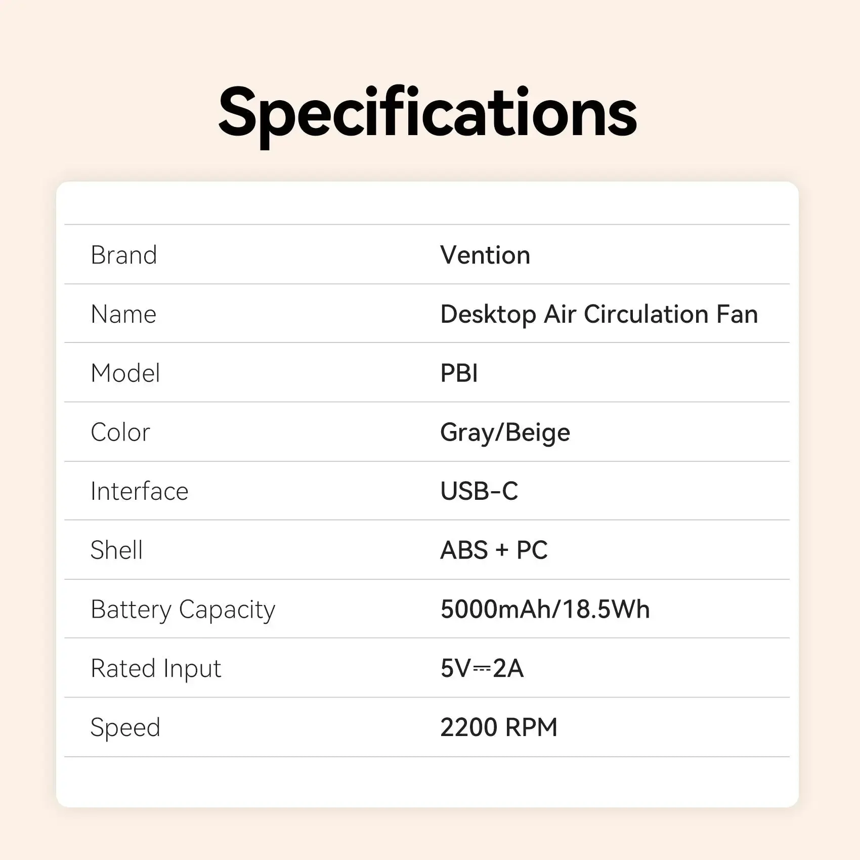 Vention Desktop Air Circulation Fan - Image 12