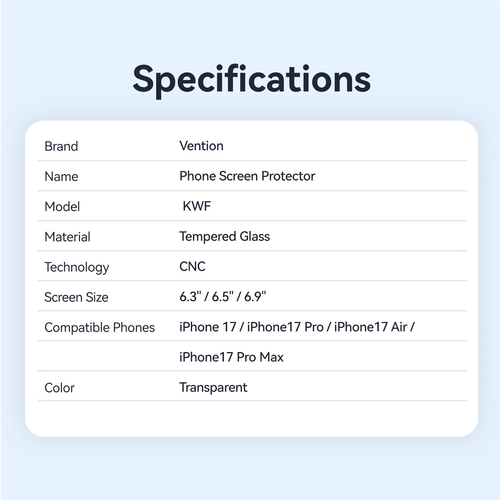 Vention HD Tempered Glass Screen Protector for iPhone 17/iPhone 17 Air/ iPhone 17 Pro/ iPhone 17 Pro - Image 16