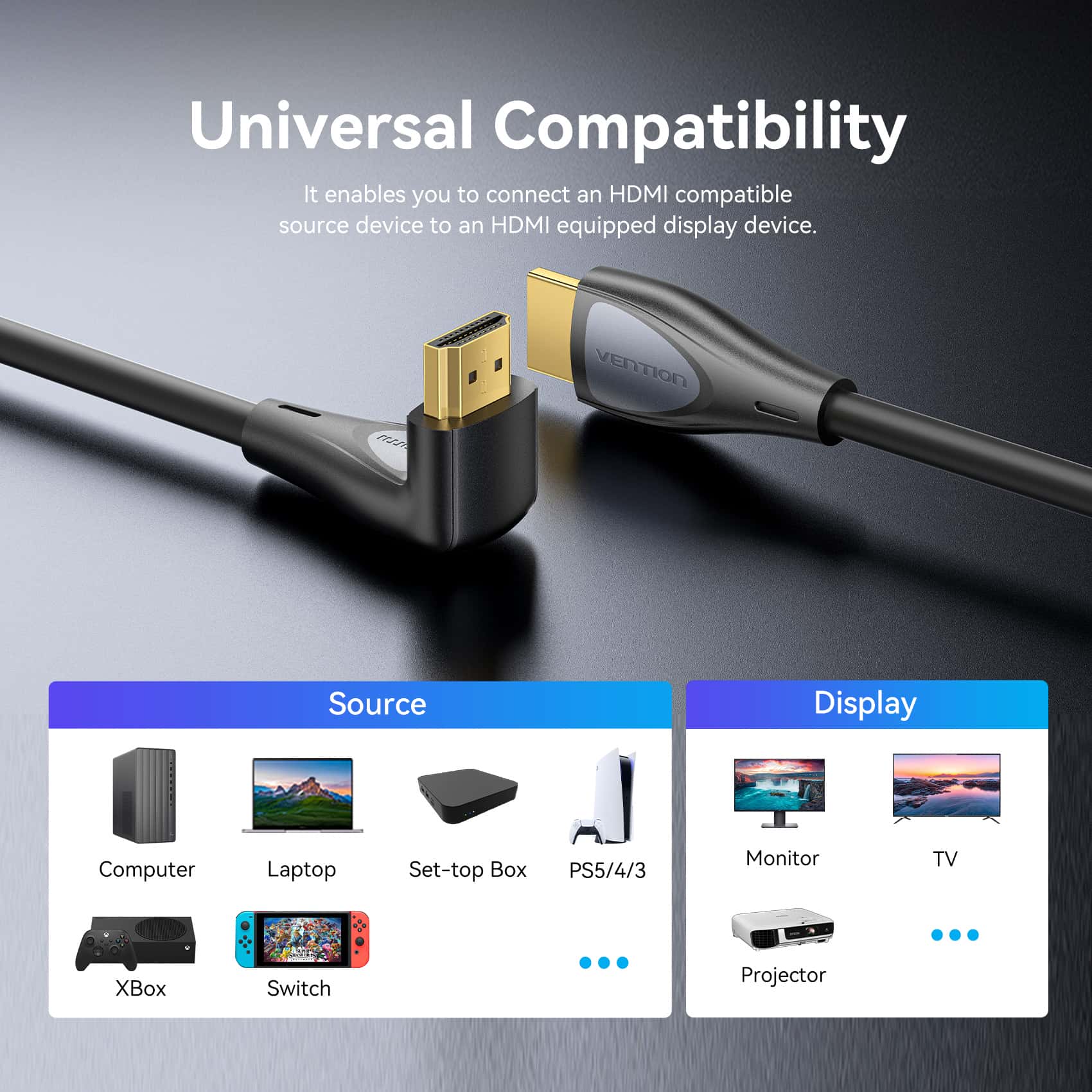 Vention HDMI™-A Male to Male 4K HD Right Angle Cable 270 Degree - Image 12
