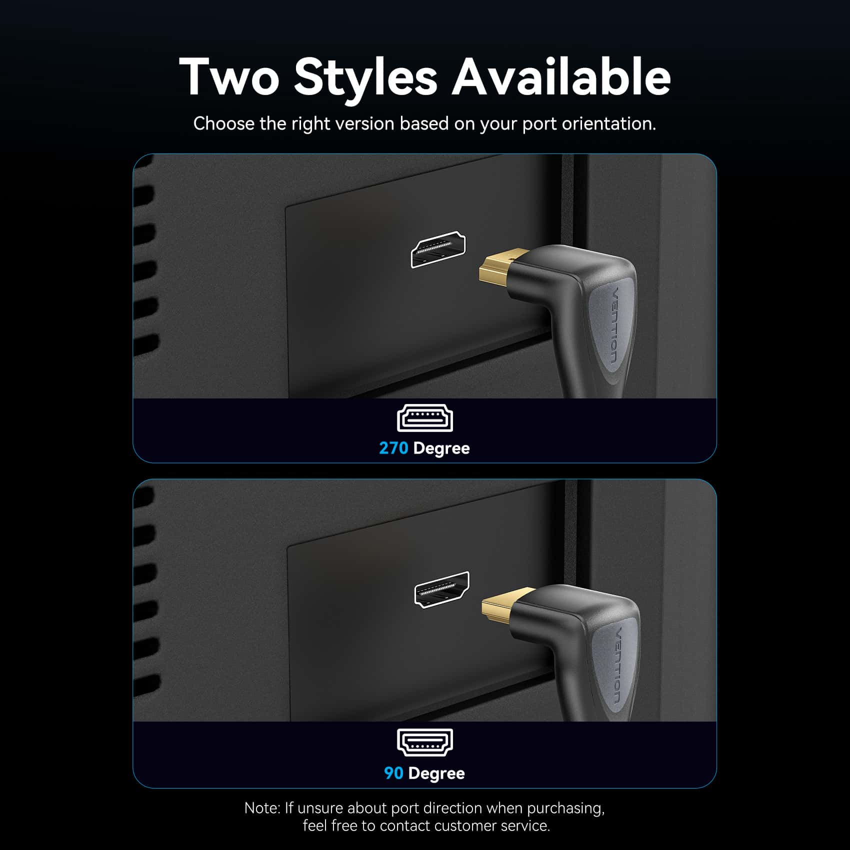 Vention HDMI™-A Male to Male 4K HD Right Angle Cable 270 Degree - Image 4