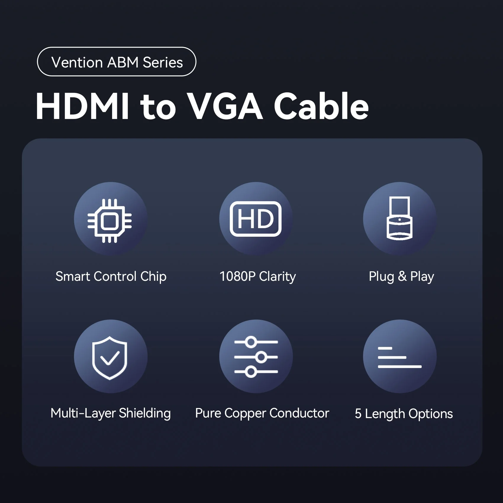Vention HDMI™-A Male to VGA Male HD Cable Black - Image 3