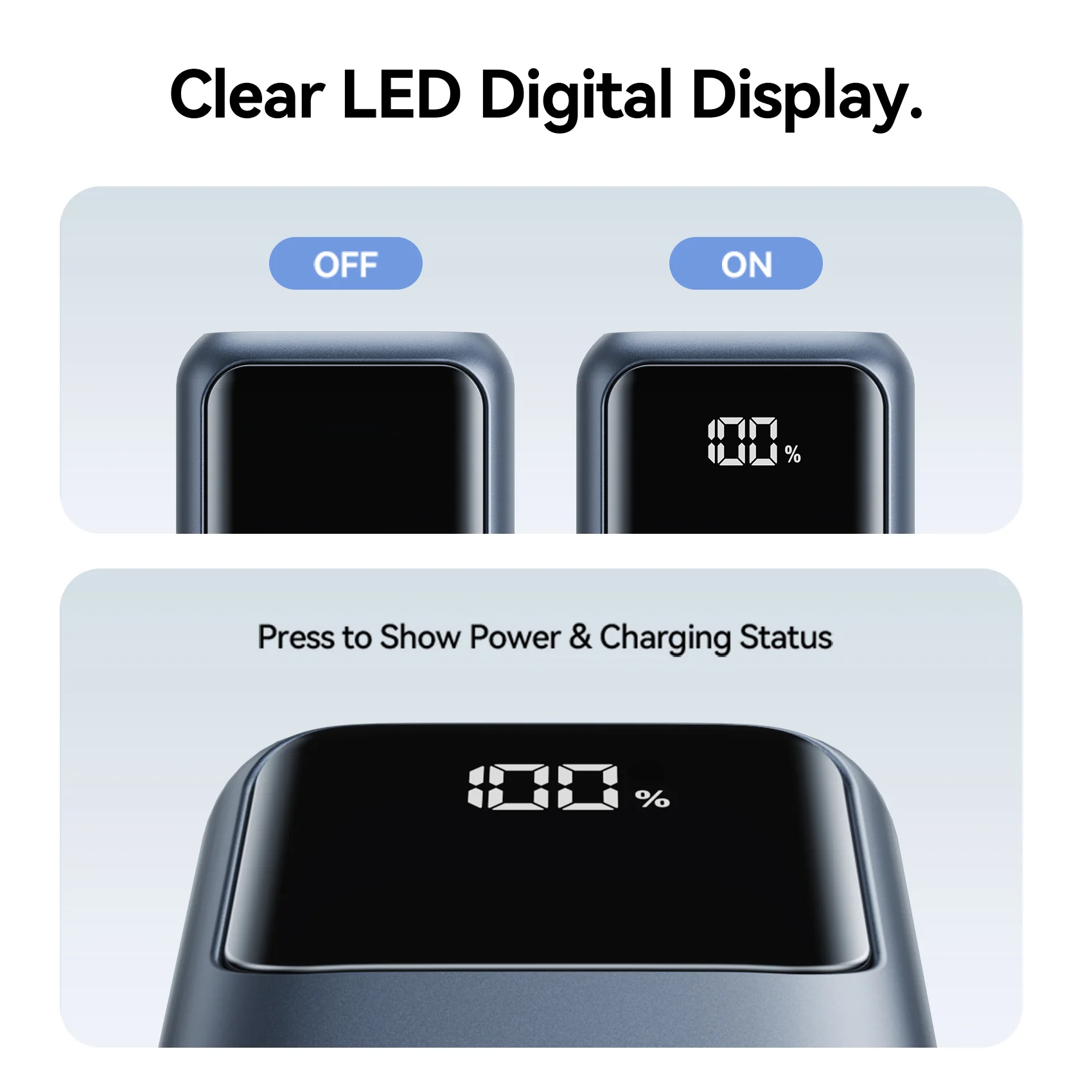Vention Mini 10000mAh Power Bank (USB-C + USB-A) with Built-in USB-C Cable and Apple Watch Charging Area 22.5W Gray LED Display Type - Image 10