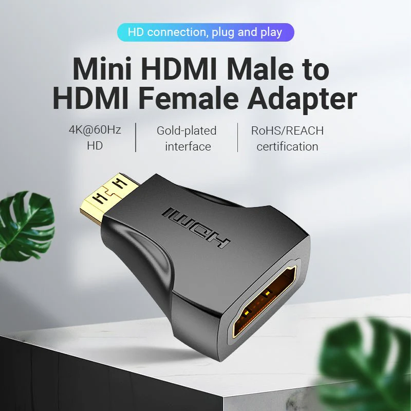 Vention Mini HDMI Male to HDMI Female Adapter Black - Image 2