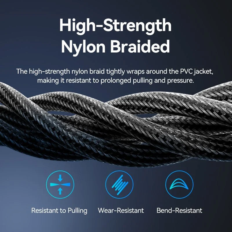 Vention Nylon Braided 3.5mm TRS Male to 6.35mm TS Male Audio Cable 1M Gray Aluminum Alloy Type - Image 9