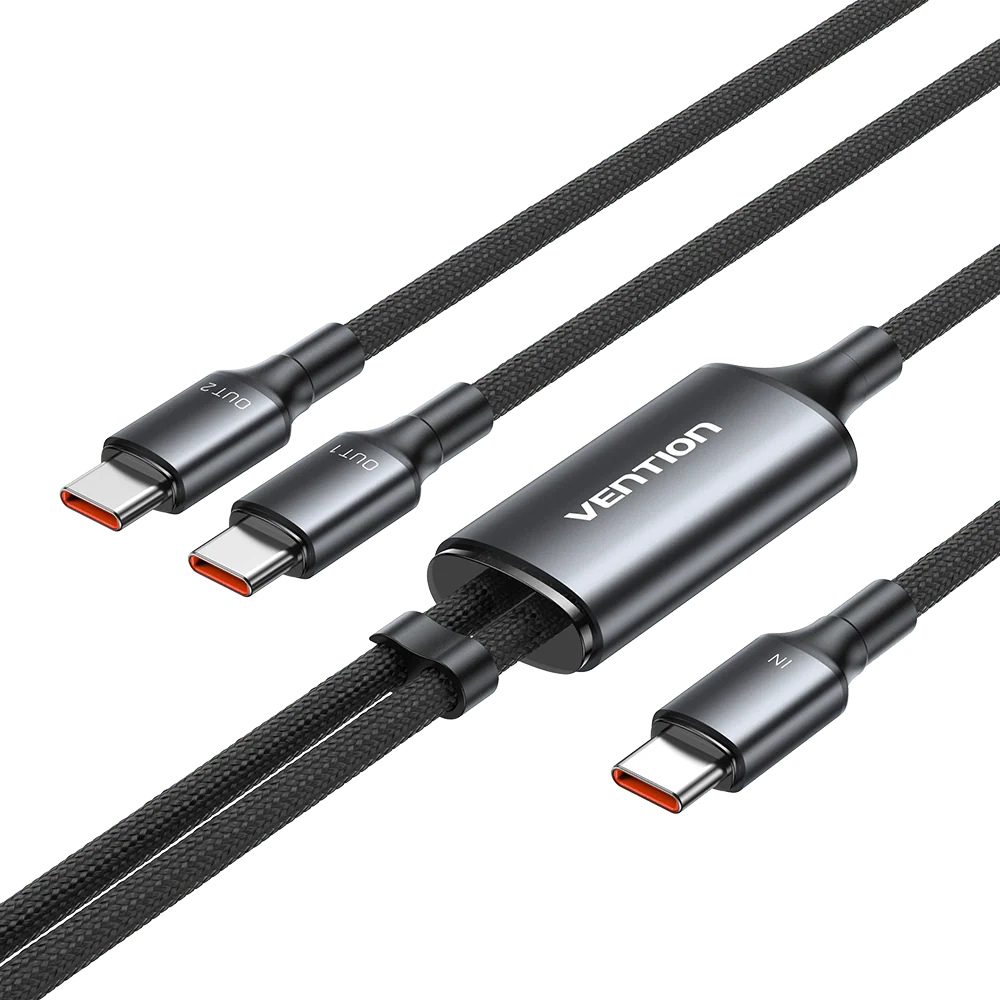 Vention USB 2.0 Type-C Male to 2 Type-C Male 5A Cable Black Aluminum Alloy Type - Image 19