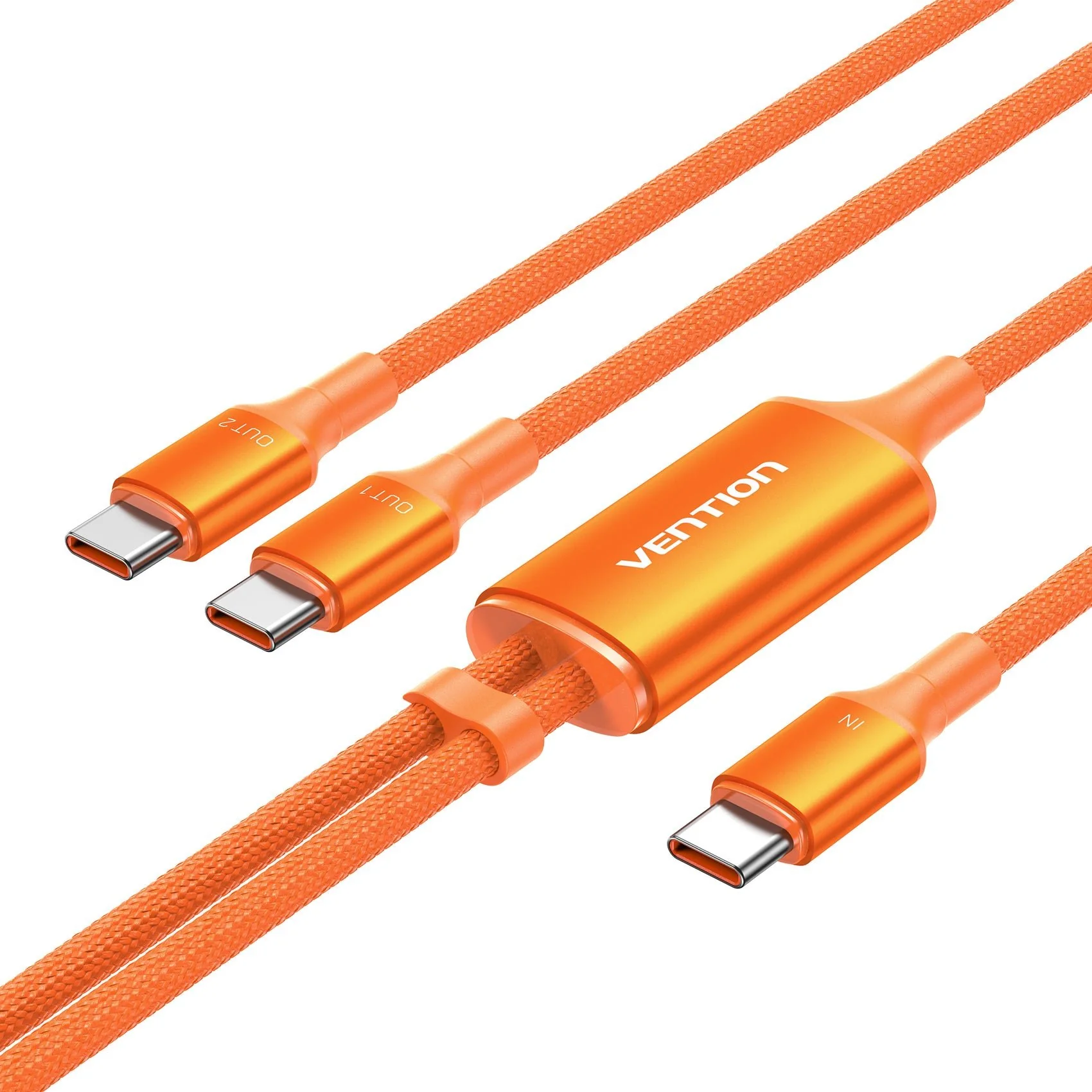 Vention USB 2.0 Type-C Male to 2 Type-C Male 5A Cable Black Aluminum Alloy Type - Image 2