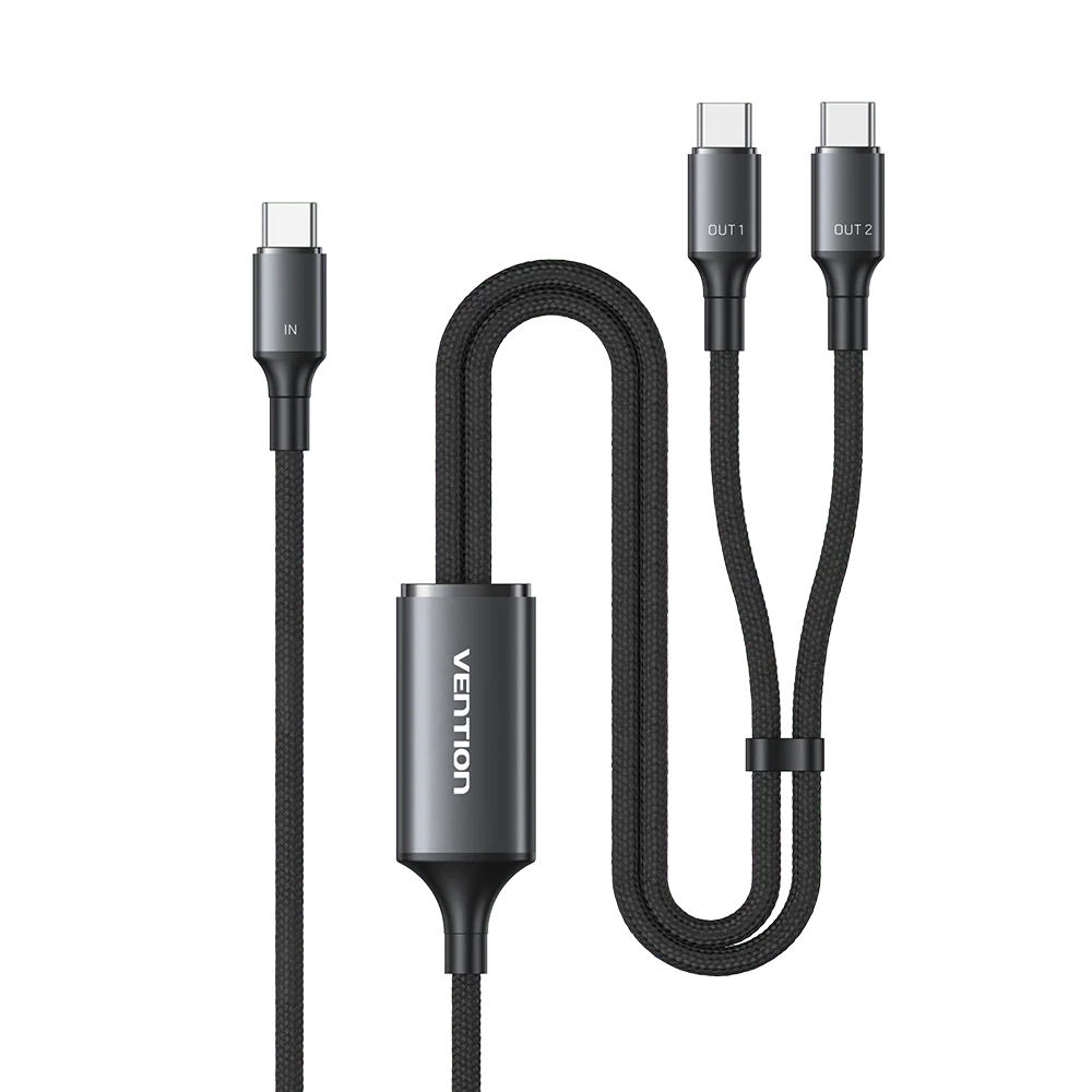 Vention USB 2.0 Type-C Male to 2 Type-C Male 5A Cable Black Aluminum Alloy Type - Image 23