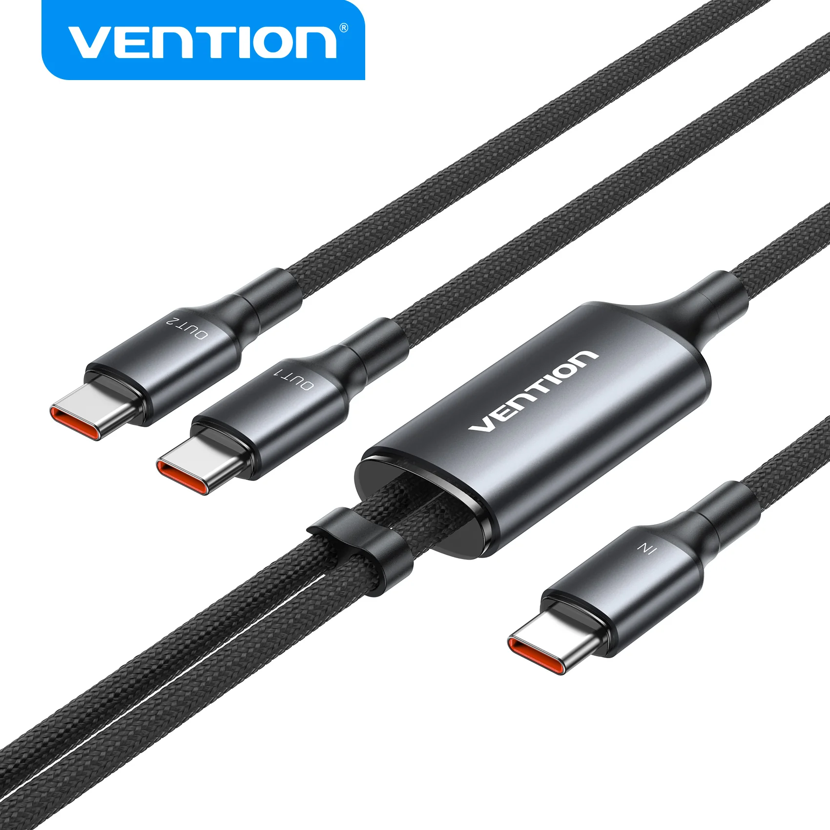 Vention USB 2.0 Type-C Male to 2 Type-C Male 5A Cable Black Aluminum Alloy Type - Image 26