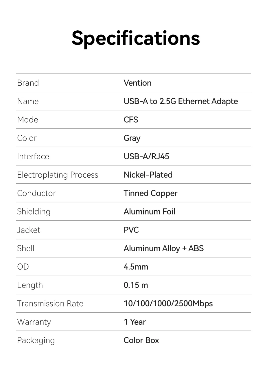 Vention USB-A to 2.5G Ethernet Adapter - Image 13
