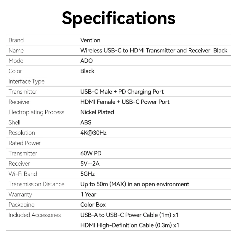 Vention Wireless USB-C to HDMI™ Transmitter and Receiver - Image 16