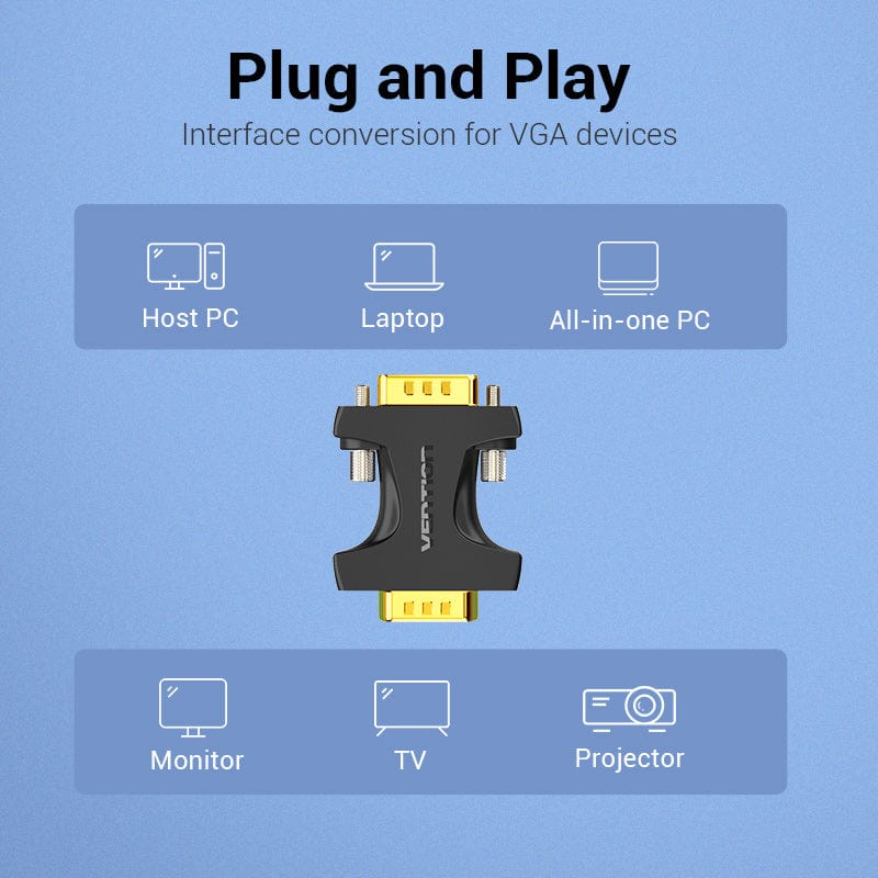 Vention VGA Male to Male Adapter Black - Image 4