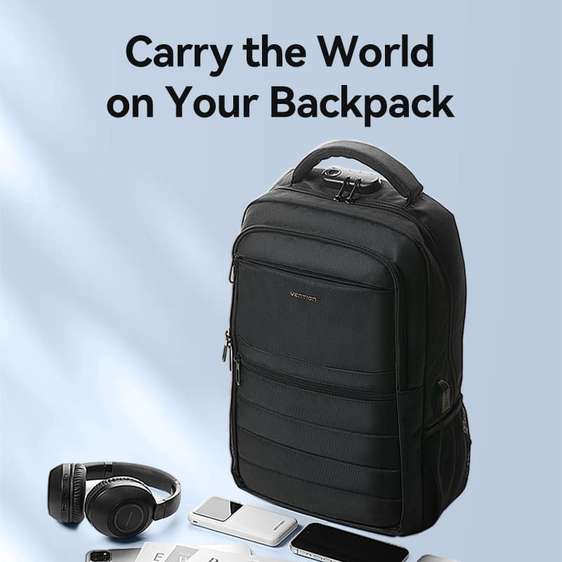 Vention Water-Repellent Laptop Backpack Black - Image 5