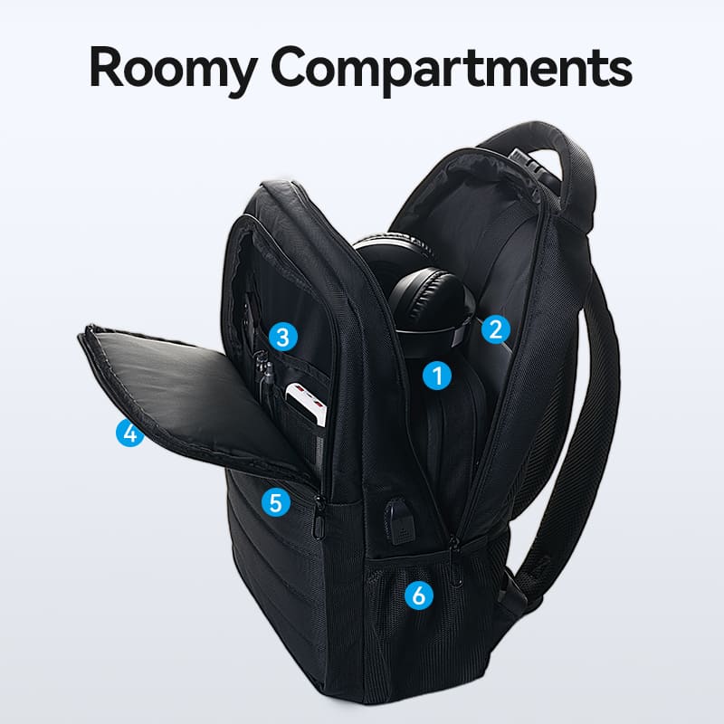 Vention Water-Repellent Laptop Backpack Black - Image 6