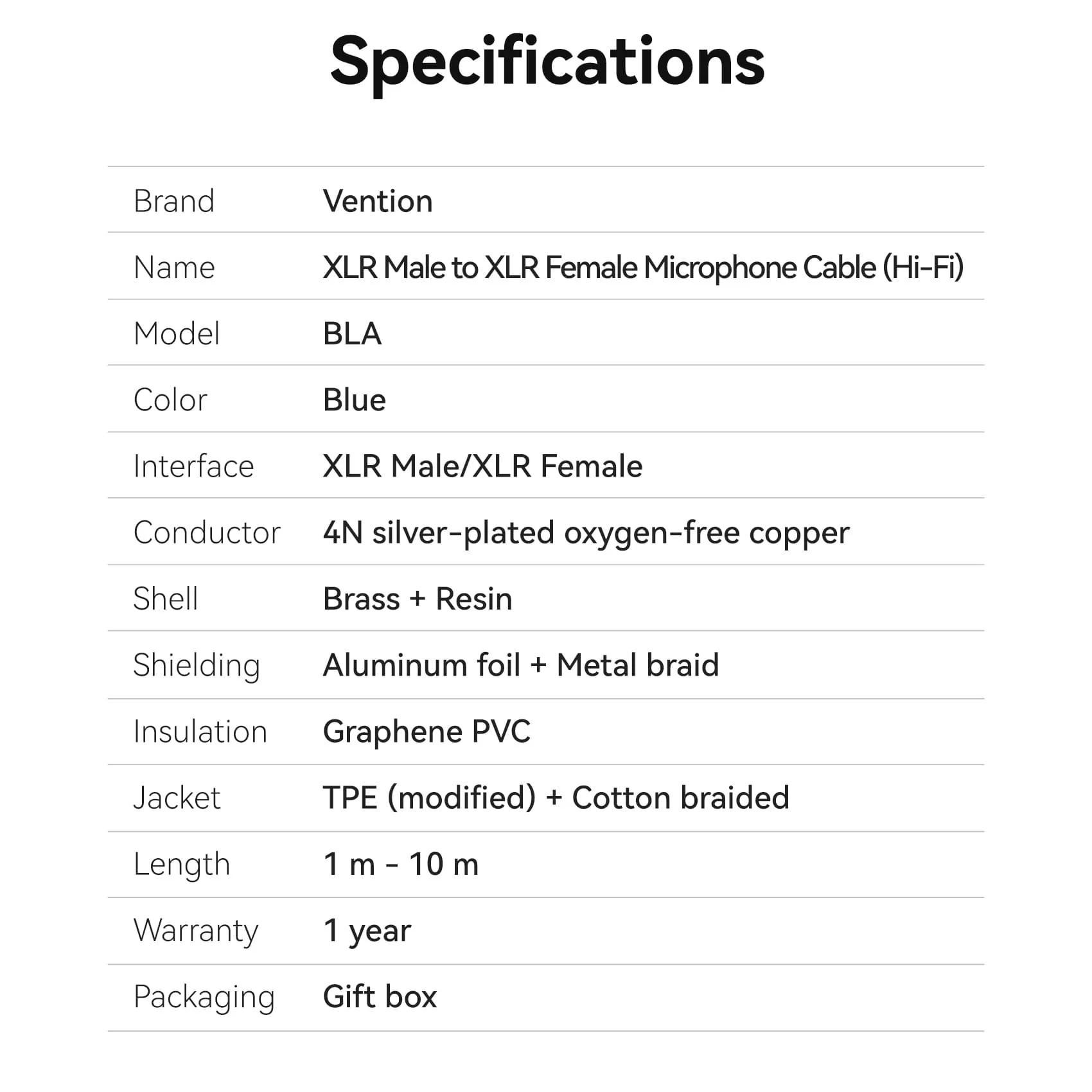 Vention XLR Male to XLR Female Microphone Cable (Hi-Fi) - Image 10